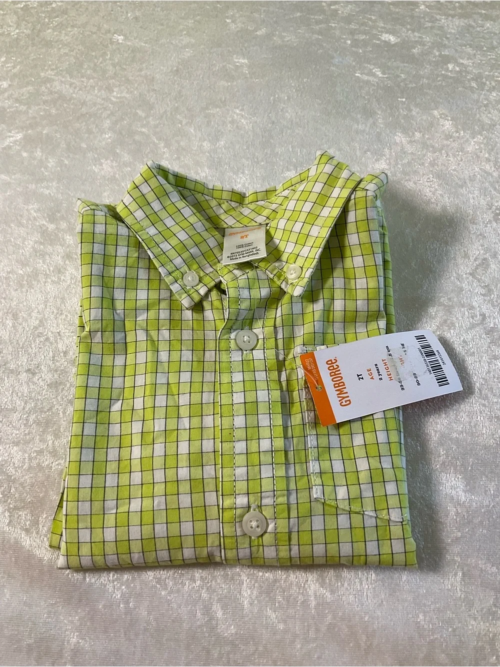 Gymboree Lime & White Plaid Button-Down Shirt